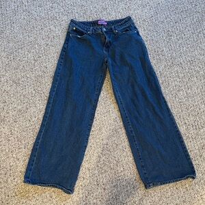 Edikted classic blue women’s low rise wide leg jeans